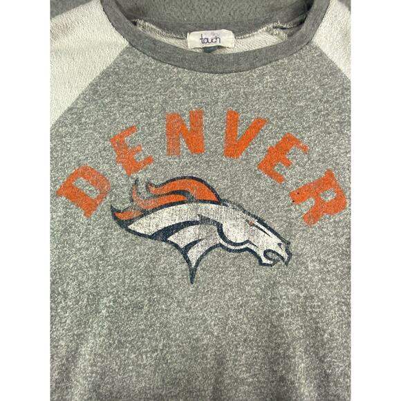 Denver Broncos Sweater Womens Large Gray Raglan Long Sleeve Football NFL Touch - Picture 4 of 10